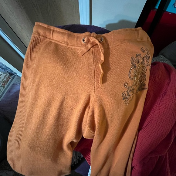 Apple Bottoms ~ Orange Embroidered Pants ~ Orange ~ Stretch ~ L - Picture 11 of 16